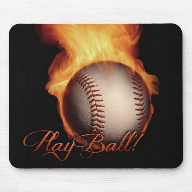 Fireball Mönster Baseball Älskare Mouse Pad Musmatta (Framsidan)