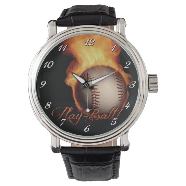 Fireball Mönster Baseball Älskare Wrist Watch 2 Armbandsur (Framsida)