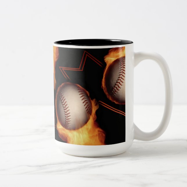 Fireball Mönster Baseball Lovers Mug Två-Tonad Mugg (Höger)
