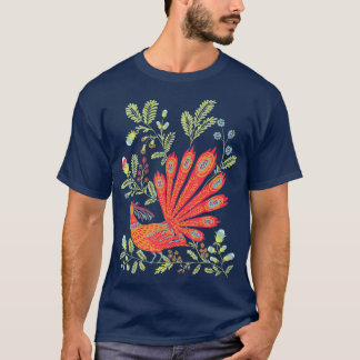 Firebird Cute Blommigt Vintage Ukrainas Stil T Shirt