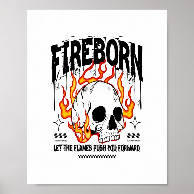 Fireborn Skull Urban Streetwear Poster (Framsidan)