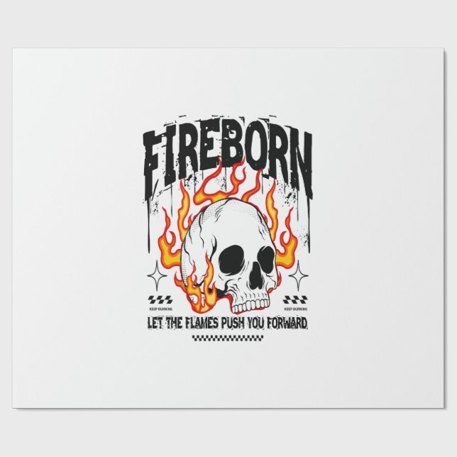 Fireborn Skull Urban Streetwear Presentpapper (Platt)