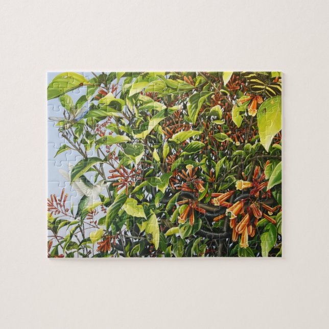 Firebush med hummingbird- och insektpussel pussel (Horisontell)