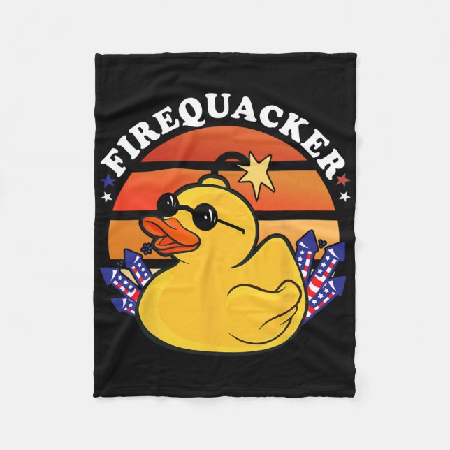 Firecracker Anka 4:e juli Patriotic Day Usa Fla Fleecefilt (Framsidan)