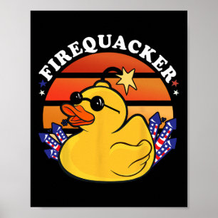 Firecracker Anka 4:e juli Patriotic Day Usa Fla Poster