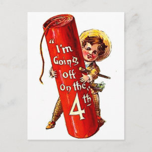 Firecracker Boy Joke 4:e juli-Vintagen Postcard Ar Vykort