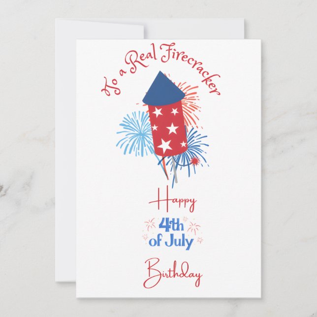 Firecracker Do Real Firecracker Happy 4th of July Julkort (Framsida)