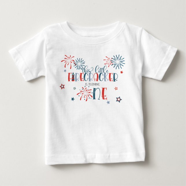 Firecracker förvandlar One First Birthday Shirt T (Framsida)