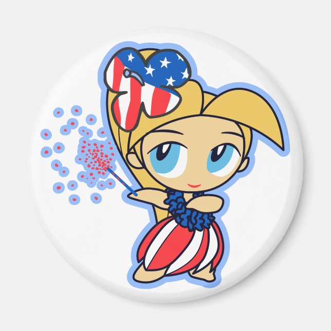 Firecracker Hula Girl Magnet (Framsidan)