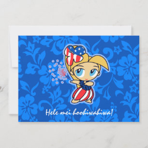 Firecracker Hula Girl Patriotic Investigations Inbjudningar