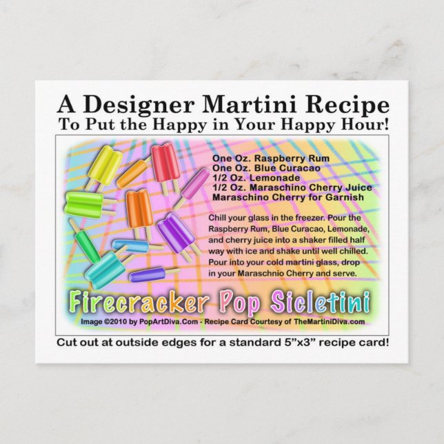 Firecracker Ice Cream Martini Recept Card-vykort Vykort (Framsida)