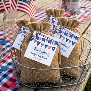 Firecracker På väg! 4:e juli Baby Shower Gåvor Etiketter