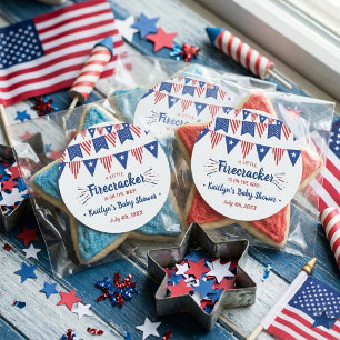 Firecracker På Väg! 4:e Juli Babybad Runt Klistermärke