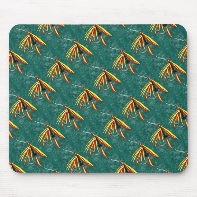 "Firecracker Tiled" Trout Fly Mousepad Musmatta (Framsidan)