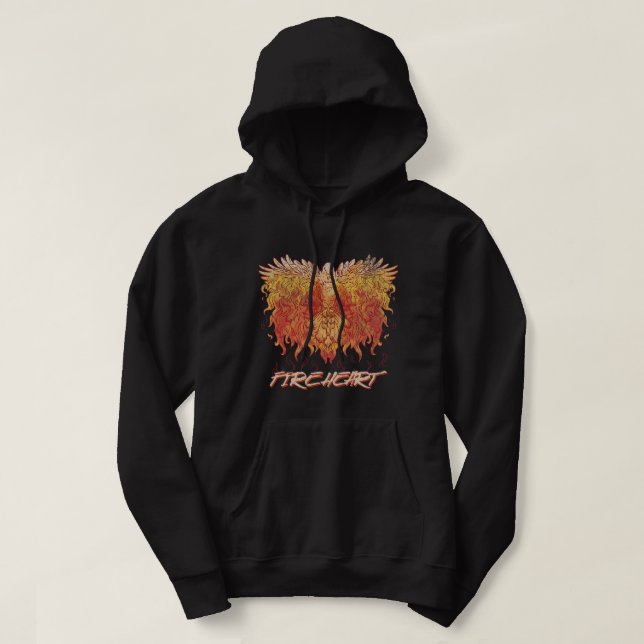 Fireeart Phoenix Bird Fire Kärlek Mythical Magic F Hoodie (Design framsida)