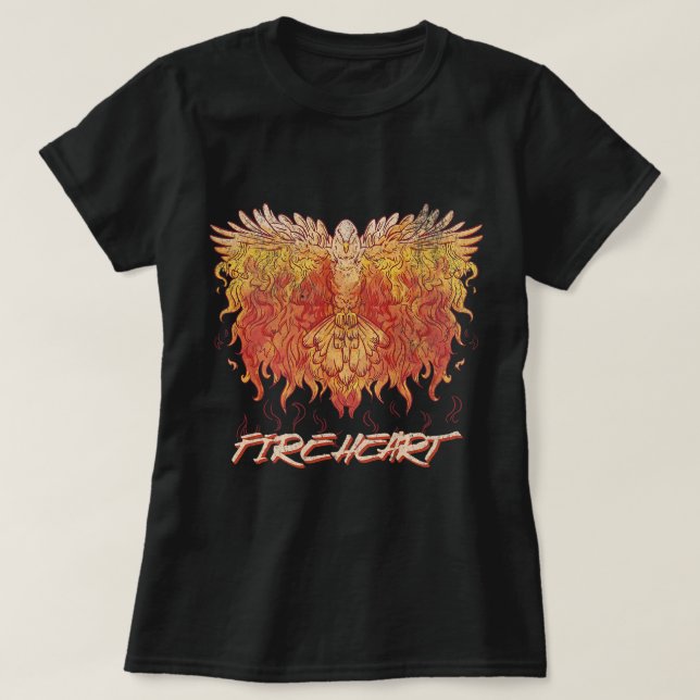 Fireeart Phoenix Bird Fire Kärlek Mythical Magic F T Shirt (Design framsida)