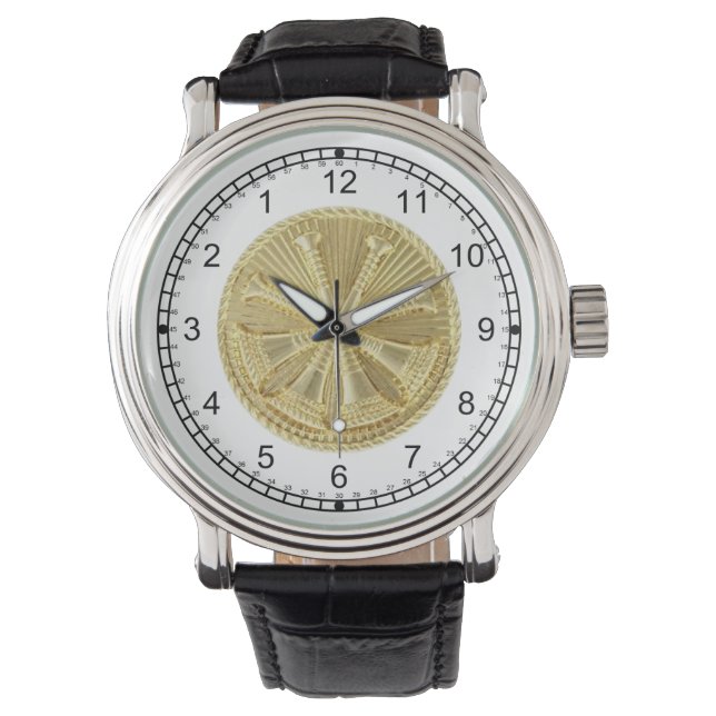 Firefighter 4 Bugle Guld Medallion Armbandsur (Framsida)