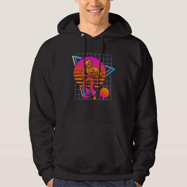 Firefighter 80s Retro Hoodie (Framsida)