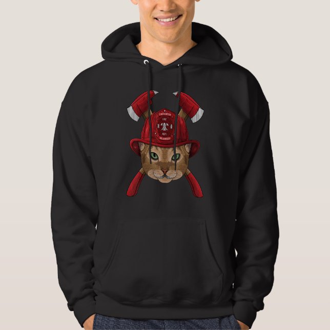 Firefighter Abyssinian Fireman Boys Kids Fire Resc Hoodie (Framsida)