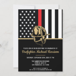 Firefighter Academy Studenten Red Flagga Fireman Inbjudningar