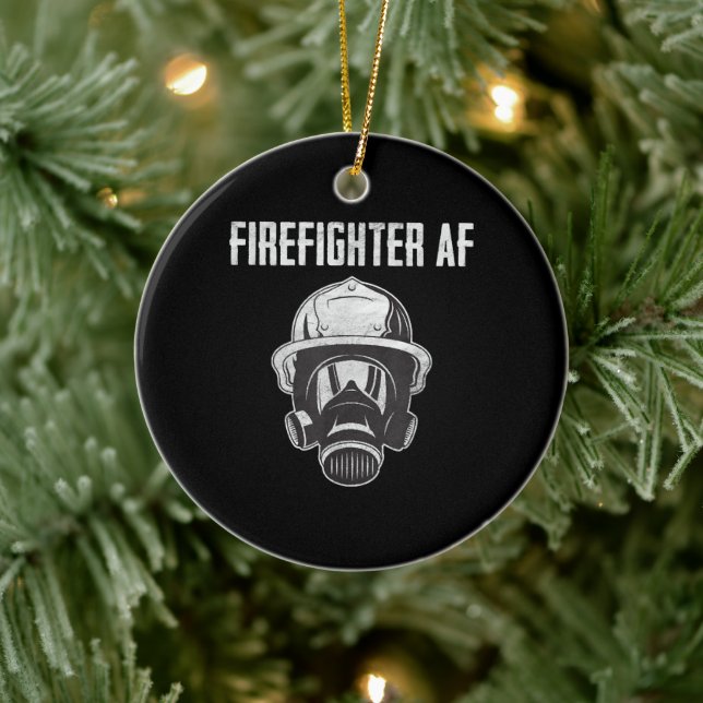 Firefighter AF | Gasmask | Funny Firefighter Julgransprydnad Keramik (Träd)