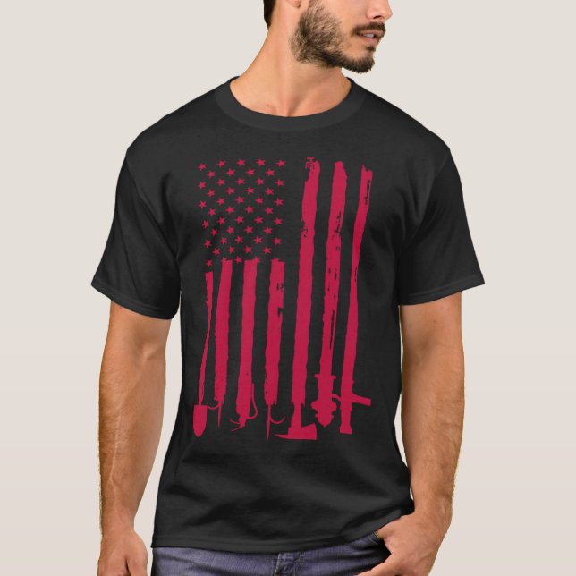 Firefighter American Flag Fireman Patriotic 4th of T Shirt (Framsida)