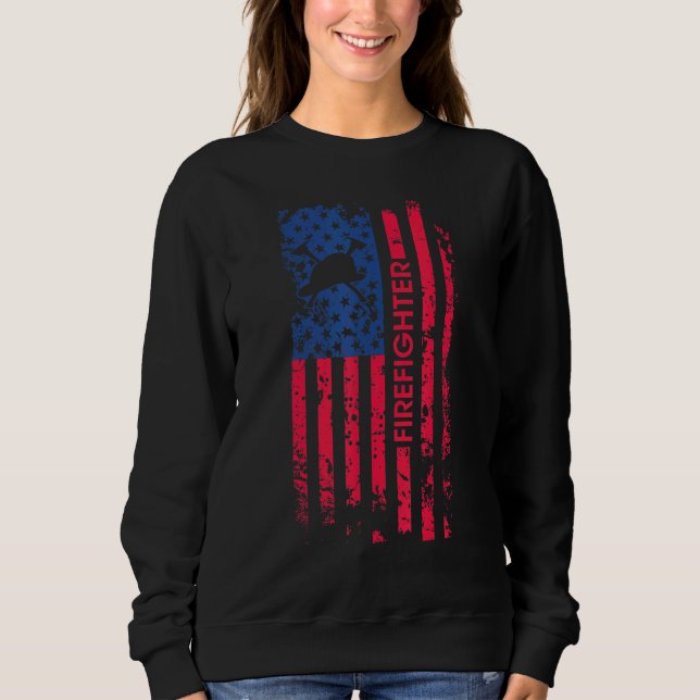 Firefighter American Flagga 4:e juli Fireman Patr T Shirt (Framsida)