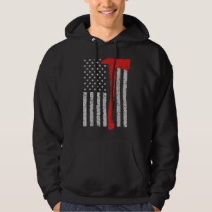 Firefighter American Flagga Ax Hoodie