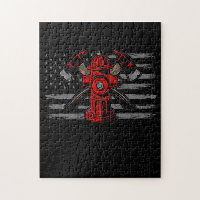 Firefighter American Flagga Ax Pussel (Vertikal)