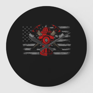 Firefighter American Flagga Ax Stor Klocka