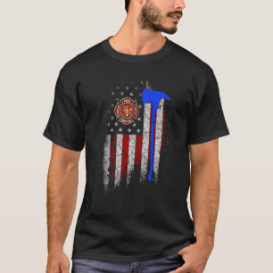 Firefighter American Flagga Ax T Shirt Patriotic D