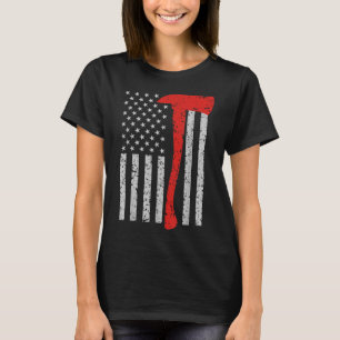 Firefighter American Flagga Ax Thin Red Line Patri T Shirt