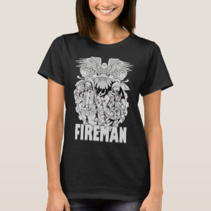 Firefighter American Flagga Eagle Fireman Womans M T Shirt