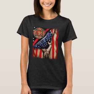 Firefighter American Flagga Firefighter Vibes Labo T Shirt