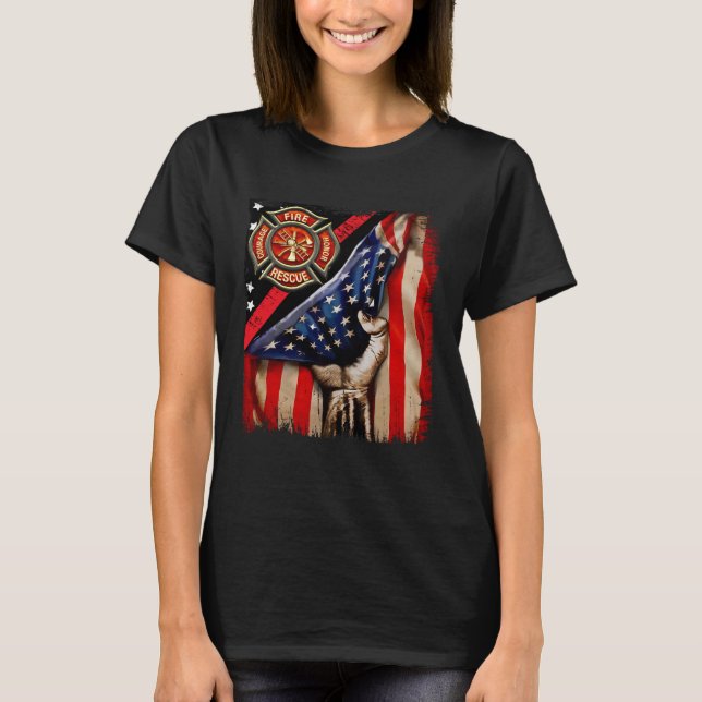 Firefighter American Flagga Firefighter Vibes Labo T Shirt (Framsida)