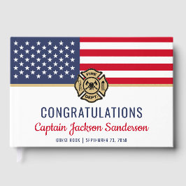 Firefighter American Flagga Gratulerarare Pension Gästböcker