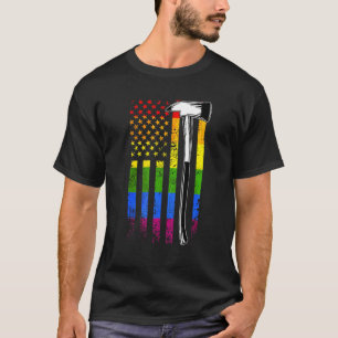 Firefighter American Flagga Lgbt Q Gay pride Flagg T Shirt