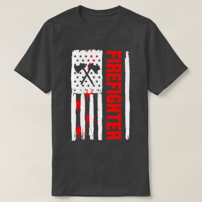Firefighter American Flagga Patriotic Firefighter T Shirt (Design framsida)
