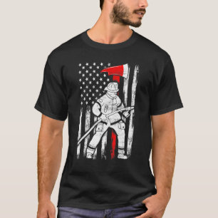 Firefighter American Flagga Patriotic US Fireman 4 T Shirt