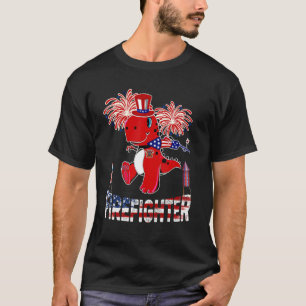 Firefighter American Flagga Rex Fireworks 4th of J T Shirt