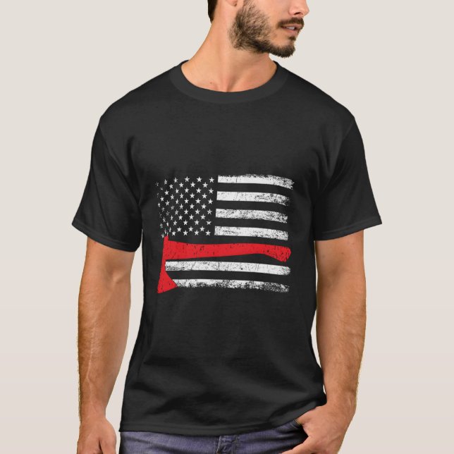 Firefighter American Flagga Thin Red Line Best Fir T Shirt (Framsida)