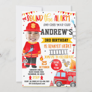 Firefighter Birthday-inbjudan med foto Inbjudningar