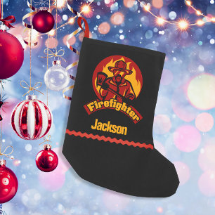 Firefighter Black Guld Red Anpassningsbar Liten Julstrumpa