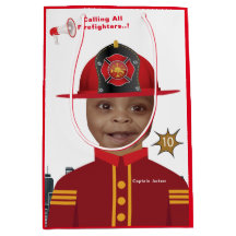 Firefighter Boys Ansikte i Hål Photo Birthday