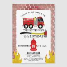 Firefighter Brick Flames Ax Hydrant Birthday