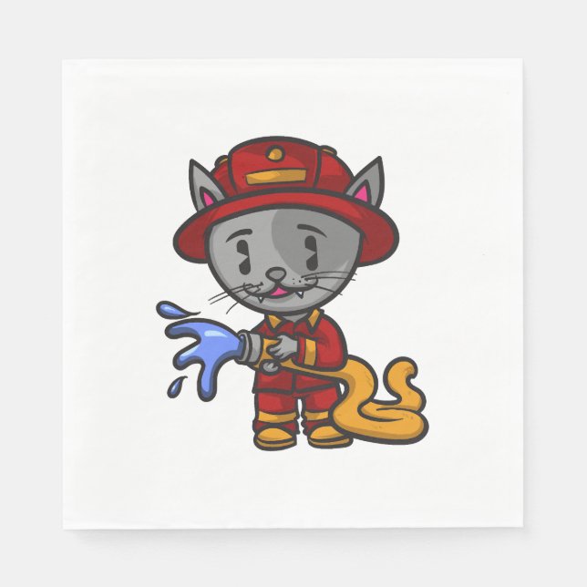 Firefighter Cat Firefighter Pappersservett (Framsidan)