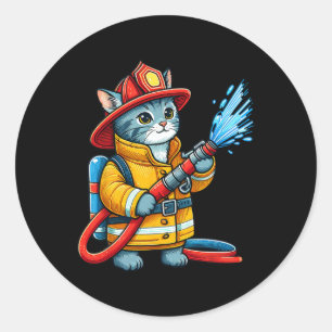 Firefighter Cat Fireman Animal Lover Cat Runt Klistermärke