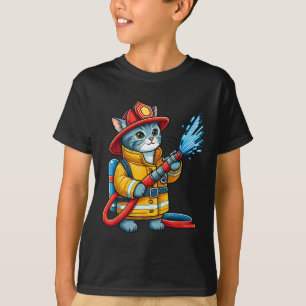 Firefighter Cat Fireman Animal Lover Cat T Shirt