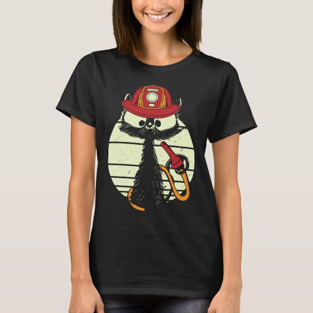Firefighter Cat In Firefighter Uniform Firefighter T Shirt (Framsida)