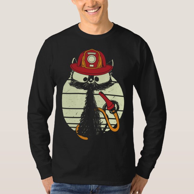 Firefighter Cat In Firefighter Uniform Firefighter T Shirt (Framsida)